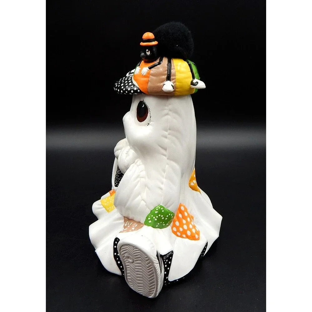 Dona Mold 1980s Ceramic Ghost Boy Spider Baseball Hat Halloween Hand Painted